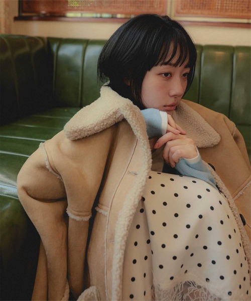 miette(ミエット)の「ステンカラームートンミドルコート(ムートンコート・レディース・ブラック/ブラウン/ベージュ・FREE)」の21枚目の写真