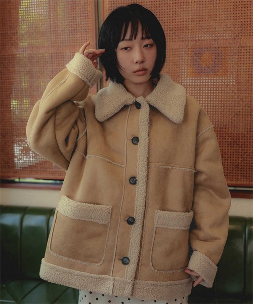 miette(ミエット)の「ステンカラームートンミドルコート(ムートンコート・レディース・ブラック/ブラウン/ベージュ・FREE)」の20枚目の写真