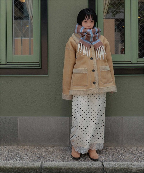 miette(ミエット)の「ステンカラームートンミドルコート(ムートンコート・レディース・ブラック/ブラウン/ベージュ・FREE)」の22枚目の写真