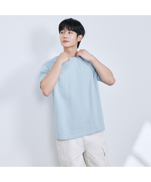 MINDBRIDGE（マインドブリッジ）の「[クール]コットンセミオーバーフィットTシャツ - 6色 MYTS3120（Tシャツ/カットソー・メンズ・ホワイト/ライトブルー/ブラック/ブラウン/グリーン/チャコール・100/95/105/110）」の6枚目の写真