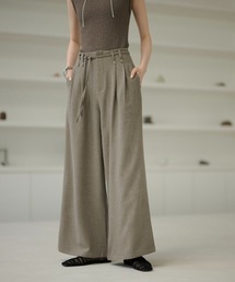 double tuck belted wide pants /ダブルタック共布ベルト付きワイドパンツ