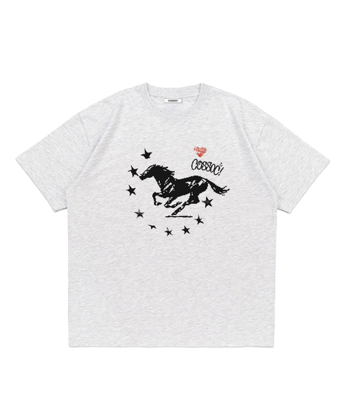 COSO（コソ）の「CCスターホース半袖Tシャツ_6カラー（Tシャツ/カットソー・レディース・ライトグレー/バーガンディー/グリーン/ホワイト/ネイビー/ブラック・SMALL/MEDIUM/LARGE）」の3枚目の写真
