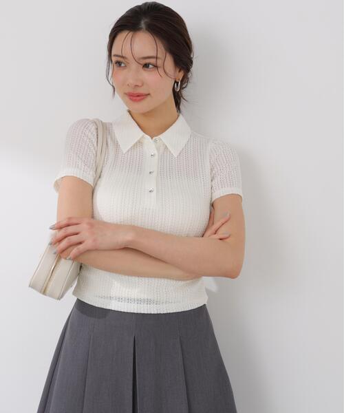 PROPORTION BODY DRESSING(プロポーションボディドレッシング)の「<E>レーススキッパートップス / 1216167401(Tシャツ/カットソー・レディース・ブラック/ホワイト系その他/ピンク・FREE)」の1枚目の写真