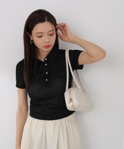 PROPORTION BODY DRESSING(プロポーションボディドレッシング)の「<E>レーススキッパートップス / 1216167401(Tシャツ/カットソー・レディース・ブラック/ホワイト系その他/ピンク・FREE)」の2枚目の写真
