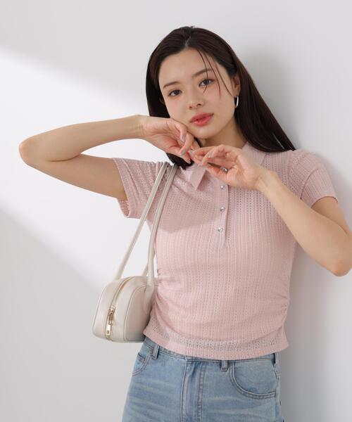 PROPORTION BODY DRESSING(プロポーションボディドレッシング)の「<E>レーススキッパートップス / 1216167401(Tシャツ/カットソー・レディース・ブラック/ホワイト系その他/ピンク・FREE)」の4枚目の写真