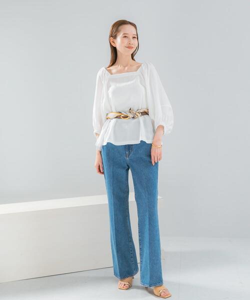 URBAN RESEARCH ROSSO WOMEN(アーバンリサーチ ロッソ)の「キュプラリネンオフショル2WAYブラウス(シャツ/ブラウス・レディース・ネイビー/ホワイト・FREE)」の13枚目の写真