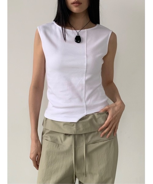 Didot.showroom（ディドット ショールーム）の「アンバランスボートネックタンク（タンクトップ・レディース・グレー/アイボリー/ブラック・FREE）」の2枚目の写真