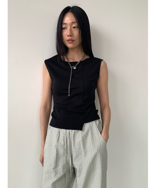 Didot.showroom（ディドット ショールーム）の「アンバランスボートネックタンク（タンクトップ・レディース・グレー/アイボリー/ブラック・FREE）」の22枚目の写真