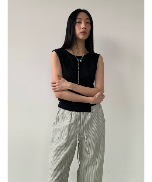 Didot.showroom（ディドット ショールーム）の「アンバランスボートネックタンク（タンクトップ・レディース・グレー/アイボリー/ブラック・FREE）」の14枚目の写真