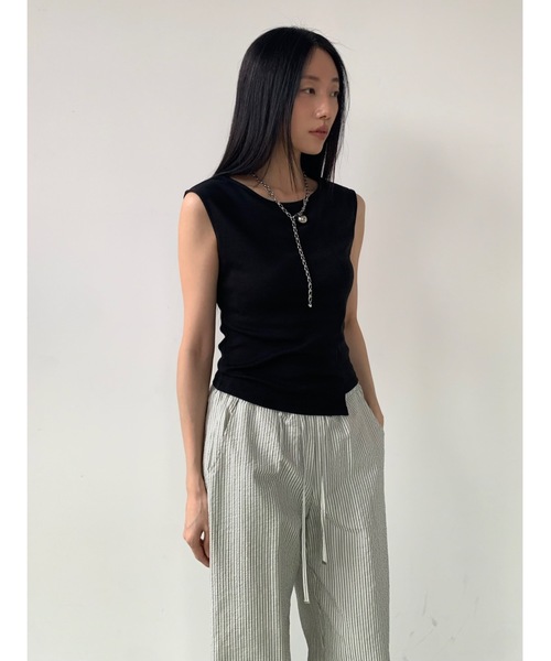 Didot.showroom（ディドット ショールーム）の「アンバランスボートネックタンク（タンクトップ・レディース・グレー/アイボリー/ブラック・FREE）」の15枚目の写真