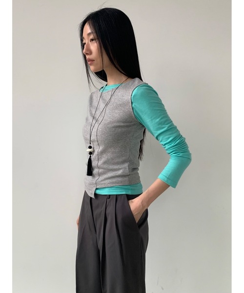 Didot.showroom（ディドット ショールーム）の「アンバランスボートネックタンク（タンクトップ・レディース・グレー/アイボリー/ブラック・FREE）」の12枚目の写真
