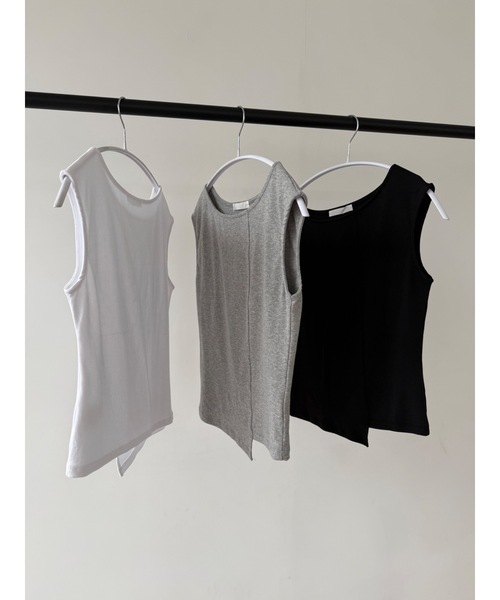 Didot.showroom（ディドット ショールーム）の「アンバランスボートネックタンク（タンクトップ・レディース・グレー/アイボリー/ブラック・FREE）」の9枚目の写真