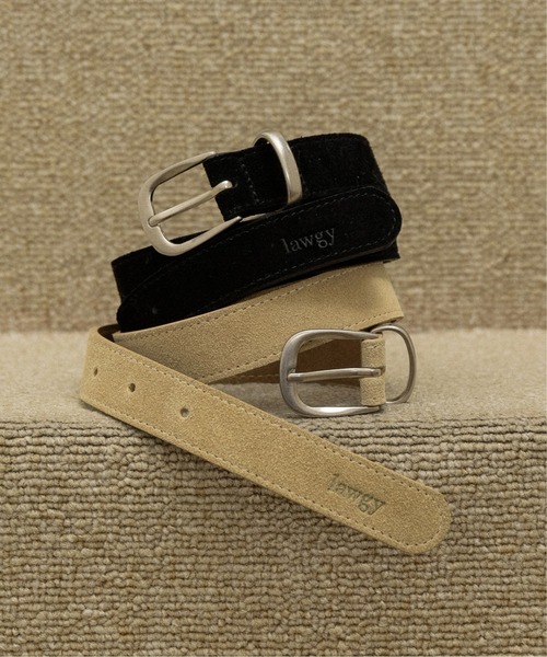 lawgy(ラウジー)の「brushed simple buckle square belt / ブラッシュドシンプルバックルスクエアベルト(ベルト・レディース・ブラック/ライトベージュ・FREE)」の2枚目の写真