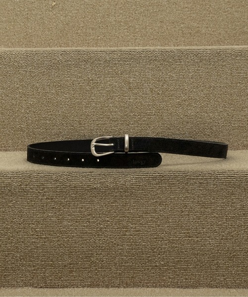 lawgy(ラウジー)の「brushed simple buckle square belt / ブラッシュドシンプルバックルスクエアベルト(ベルト・レディース・ブラック/ライトベージュ・FREE)」の1枚目の写真