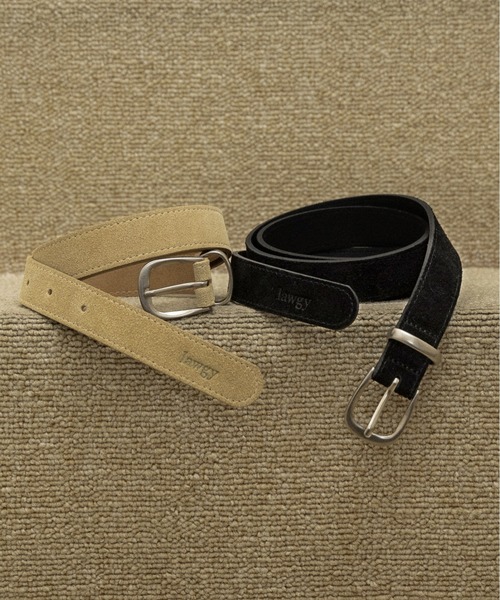 lawgy(ラウジー)の「brushed simple buckle square belt / ブラッシュドシンプルバックルスクエアベルト(ベルト・レディース・ブラック/ライトベージュ・FREE)」の3枚目の写真