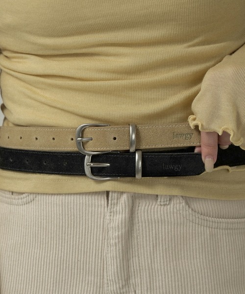 lawgy(ラウジー)の「brushed simple buckle square belt / ブラッシュドシンプルバックルスクエアベルト(ベルト・レディース・ブラック/ライトベージュ・FREE)」の9枚目の写真