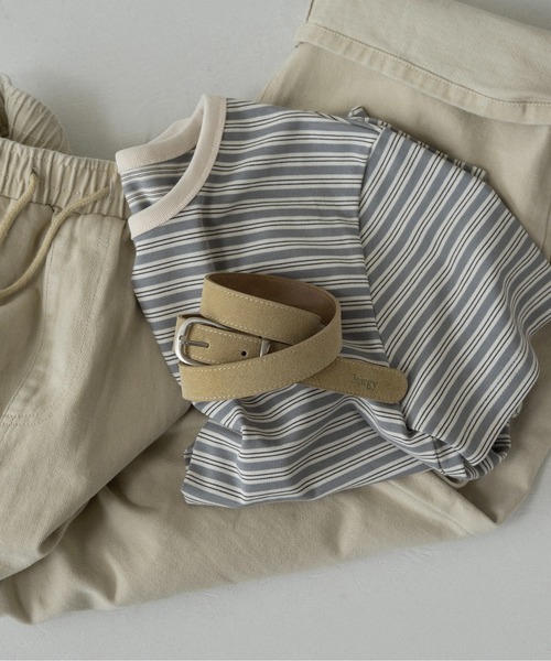 lawgy(ラウジー)の「brushed simple buckle square belt / ブラッシュドシンプルバックルスクエアベルト(ベルト・レディース・ブラック/ライトベージュ・FREE)」の8枚目の写真