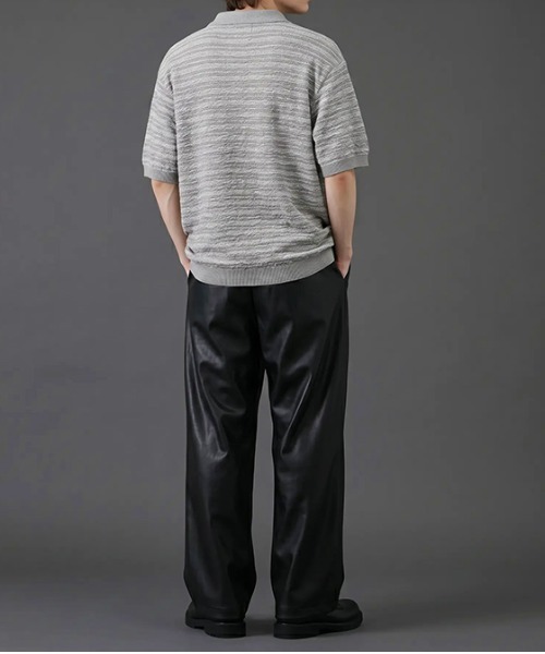revertical(リバーティカル)の「ランダムボーダー ニットポロシャツ/サマーニット 半袖ポロトップス(Tシャツ/カットソー・メンズ・ブラック/グレー・MEDIUM/LARGE)」の12枚目の写真