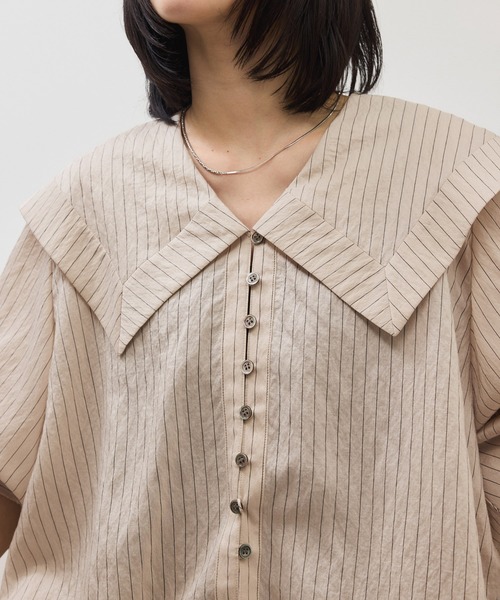 ADAM ET ROPE'(アダムエロペ)の「ワイドカラーブラウス(シャツ/ブラウス・レディース・ホワイト系その他/ベージュ系その他・FREE)」の3枚目の写真