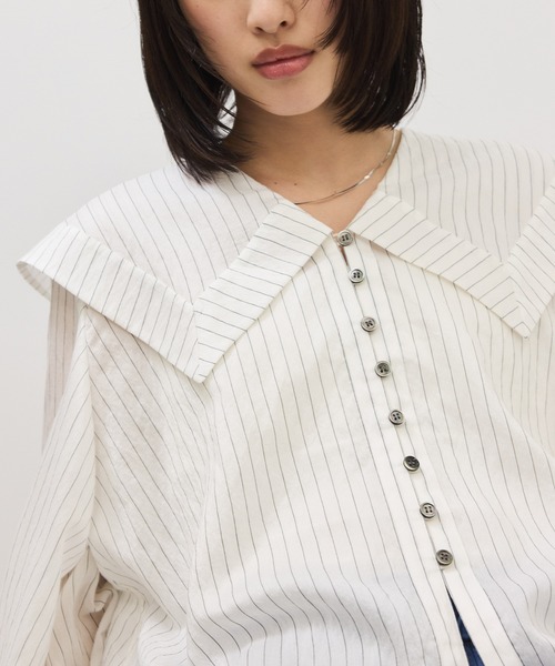 ADAM ET ROPE'(アダムエロペ)の「ワイドカラーブラウス(シャツ/ブラウス・レディース・ホワイト系その他/ベージュ系その他・FREE)」の7枚目の写真
