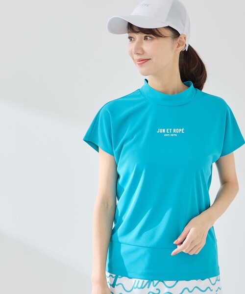JUN&ROPE'(ジュンアンドロペ)の「ウェーブグラフィックプルオーバー/UV・吸水速乾・接触冷感(Tシャツ/カットソー・レディース・ターコイズブルー/ブラック/ホワイト・S/XL/M/L)」の1枚目の写真