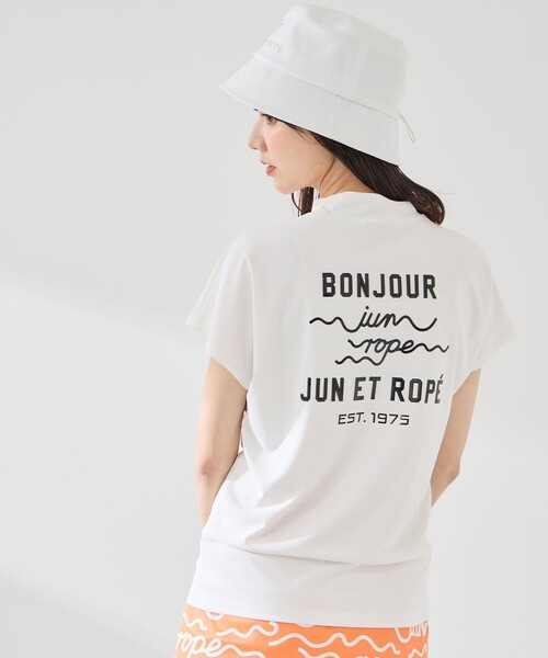 JUN&ROPE'(ジュンアンドロペ)の「ウェーブグラフィックプルオーバー/UV・吸水速乾・接触冷感(Tシャツ/カットソー・レディース・ターコイズブルー/ブラック/ホワイト・S/XL/M/L)」の22枚目の写真