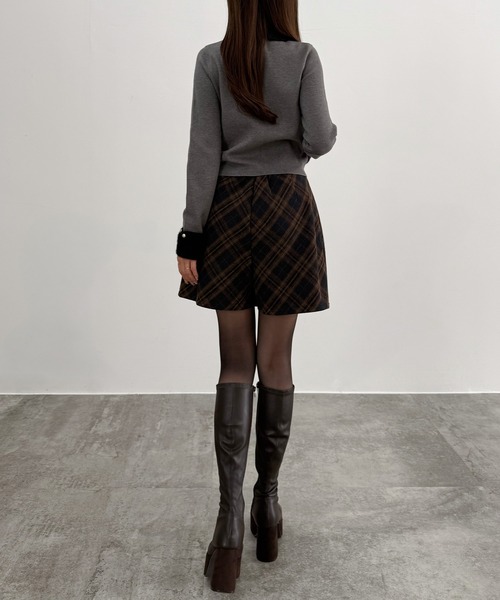 CENEA(セネア)の「ウールライクチェックスカパン(スカート・レディース・ブラウン/チャコール/ネイビー・LARGE/MEDIUM/SMALL)」の10枚目の写真