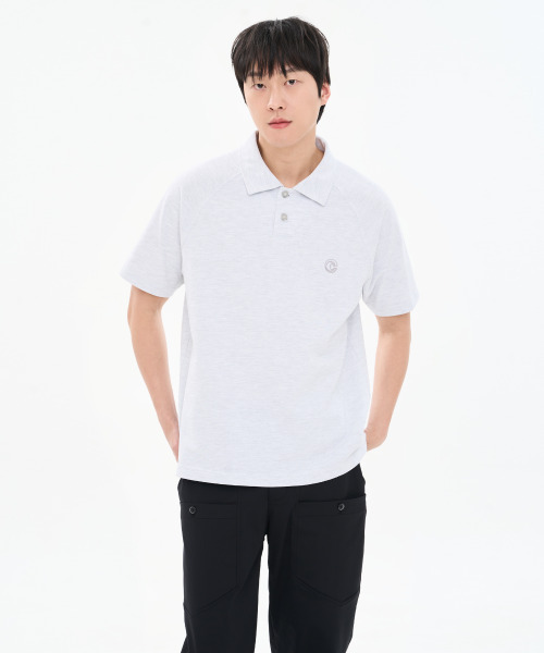 CUSTOMUS(カスタムアース)の「男性コットン100% PKラグラン変形単作カラーTシャツ CXS26MKKT309 GRY(Tシャツ/カットソー・メンズ・グレー・MEDIUM/X-LARGE/LARGE)」の1枚目の写真