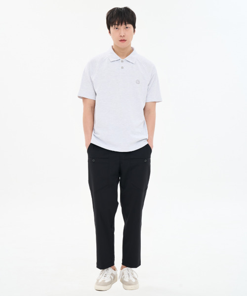 CUSTOMUS(カスタムアース)の「男性コットン100% PKラグラン変形単作カラーTシャツ CXS26MKKT309 GRY(Tシャツ/カットソー・メンズ・グレー・MEDIUM/X-LARGE/LARGE)」の2枚目の写真