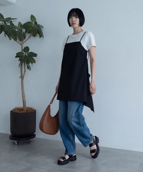 STYLE DELI(スタイルデリ)の「【BLK001】ツイルバックオープンキャミ(キャミソール・レディース・グレー/ブラック・FREE)」の9枚目の写真