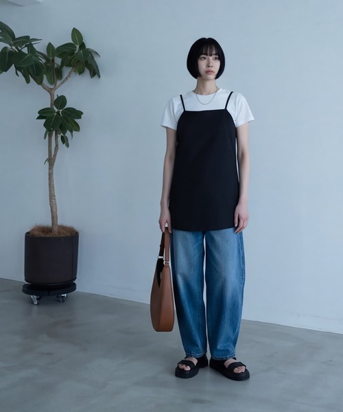 STYLE DELI(スタイルデリ)の「【BLK001】ツイルバックオープンキャミ(キャミソール・レディース・グレー/ブラック・FREE)」の5枚目の写真