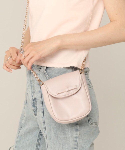 Heather（ヘザー）の「2WAYリボンミニBAG　703754（ショルダーバッグ・レディース・ブラック/アイボリー/ピンク・ONE SIZE）」の4枚目の写真
