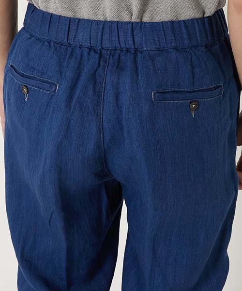 BLUE BLUE(ブルーブルー)の「ハイカウントインディゴリネン ツイルイージーパンツ(スラックス・メンズ・インディゴブルー・M/S/L)」の6枚目の写真