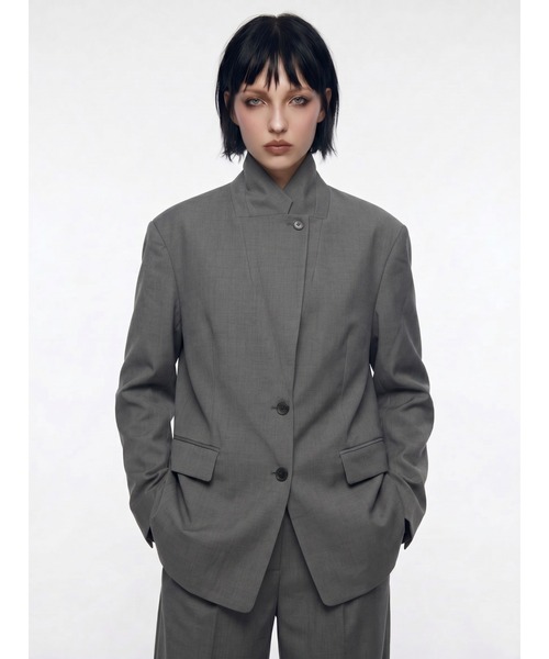 TAJEN:T(タジェント)の「【TAJEN:T】BACK OPEN TAILORED JACKET/バックオープンテーラードジャケット(テーラードジャケット・レディース・ブラック/グレー・2/1)」の13枚目の写真