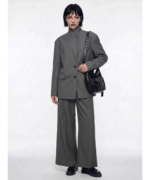TAJEN:T(タジェント)の「【TAJEN:T】BACK OPEN TAILORED JACKET/バックオープンテーラードジャケット(テーラードジャケット・レディース・ブラック/グレー・2/1)」の3枚目の写真