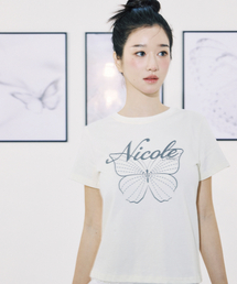 NICOLE BUTTERFLY SLIM TOP_CREAM CHARCOAL
