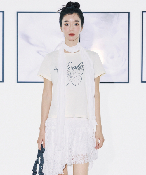 NICK&NICOLE（ニックアンドニコール）の「NICOLE BUTTERFLY SLIM TOP_CREAM CHARCOAL（Tシャツ/カットソー・レディース・その他・FREE）」の7枚目の写真