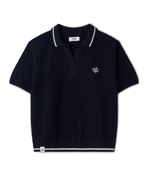 Pacific GOLF CLUB(パシフィックゴルフクラブ)の「KNIT SKIPPER POLO S/S(ポロシャツ・レディース・ネイビー/ホワイト・S/M/L)」の6枚目の写真