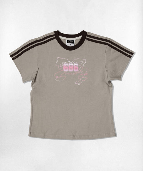 NOTUSUAL(ノットユージュアル)の「リキッドリボンセミクロップ半袖Tシャツ6色(Tシャツ/カットソー・レディース・ネイビー/ホワイト/ピンク/ホワイト×グリーン/スカイブルー/ライトブラウン・1(S))」の9枚目の写真