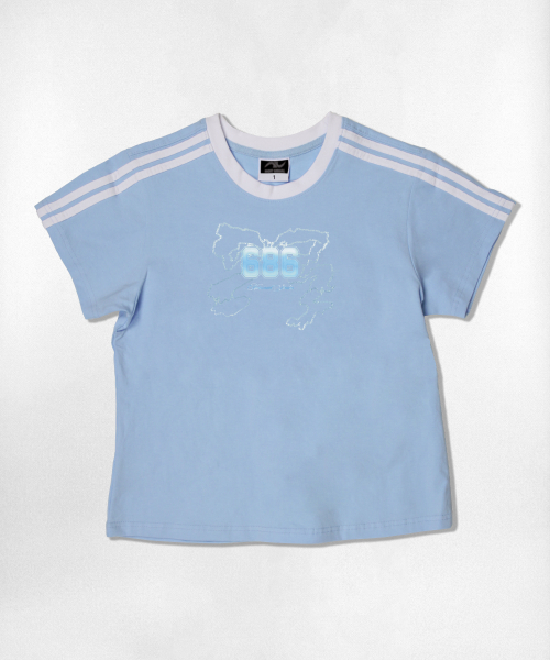 NOTUSUAL(ノットユージュアル)の「リキッドリボンセミクロップ半袖Tシャツ6色(Tシャツ/カットソー・レディース・ネイビー/ホワイト/ピンク/ホワイト×グリーン/スカイブルー/ライトブラウン・1(S))」の12枚目の写真