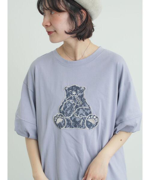 Samansa Mos2（サマンサ モスモス）の「【メルヘン×Samansa Mos2】レース貼りTシャツ（Tシャツ/カットソー・レディース・チャコールグレー/ブルー/オフホワイト・F）」の3枚目の写真