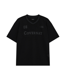 VネックメッシュTシャツブラック