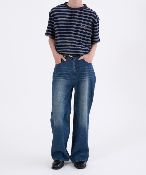 Perushu(ペルーシュ)の「VINTAGE WASHED BOOTSCUT DENIM/ヴィンテージ ウォッシュド ブーツカット デニム(デニムパンツ・メンズ・インディゴブルー/ブラック・LARGE/MEDIUM/SMALL)」の22枚目の写真