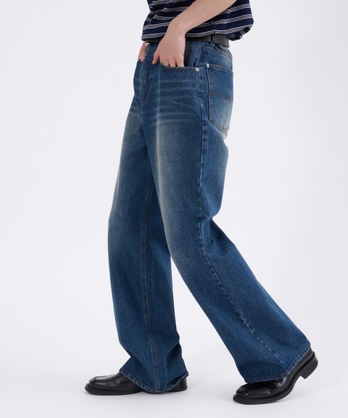 Perushu(ペルーシュ)の「VINTAGE WASHED BOOTSCUT DENIM/ヴィンテージ ウォッシュド ブーツカット デニム(デニムパンツ・メンズ・インディゴブルー/ブラック・LARGE/MEDIUM/SMALL)」の16枚目の写真