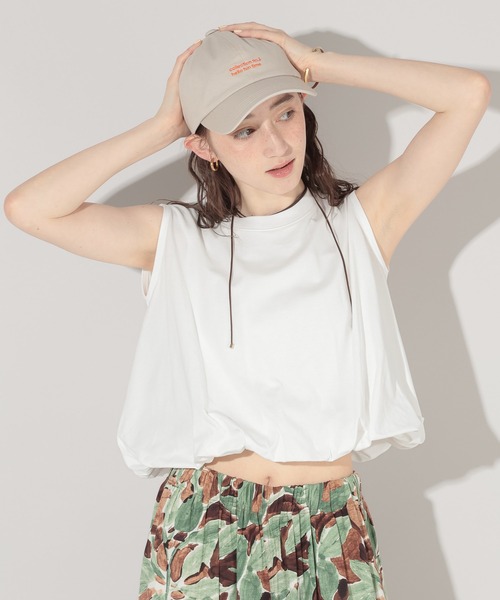 GEORGE'S(ジョージズ)の「バルーンクロップドノースリーブTシャツ(Tシャツ/カットソー・レディース・ブラウン/オフホワイト/パープル・FREE)」の2枚目の写真