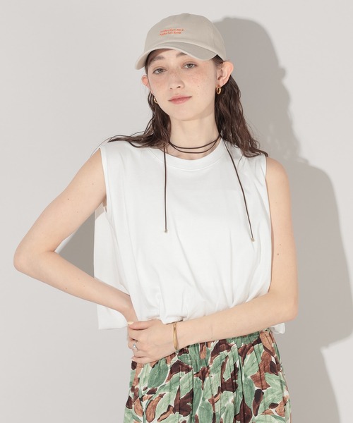 GEORGE'S(ジョージズ)の「バルーンクロップドノースリーブTシャツ(Tシャツ/カットソー・レディース・ブラウン/オフホワイト/パープル・FREE)」の8枚目の写真