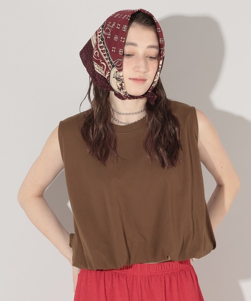 GEORGE'S(ジョージズ)の「バルーンクロップドノースリーブTシャツ(Tシャツ/カットソー・レディース・ブラウン/オフホワイト/パープル・FREE)」の19枚目の写真