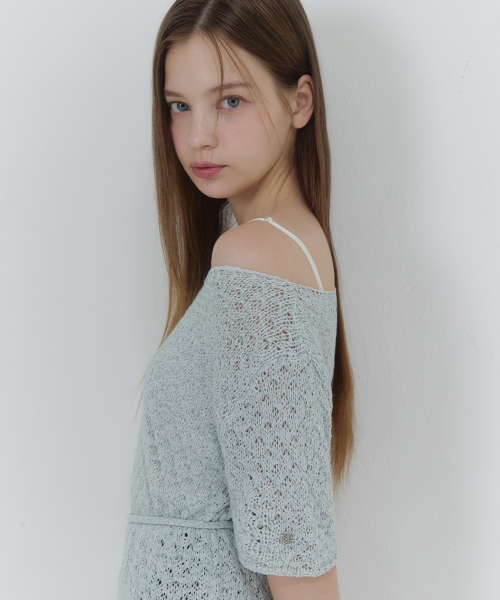 MICANE(ミケーネ)の「カルニラ ハーフスリーブ シアニット(ニット/セーター・レディース・アイボリー/ミント/ライトベージュ・SMALL/MEDIUM/LARGE/X-LARGE)」の15枚目の写真