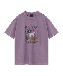 フラワーガーデンパピー ピグメントオーバーサイズ半袖Tシャツ(クロップ付き)