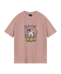 フラワーガーデンパピー ピグメントオーバーサイズ半袖Tシャツ(クロップ付き)